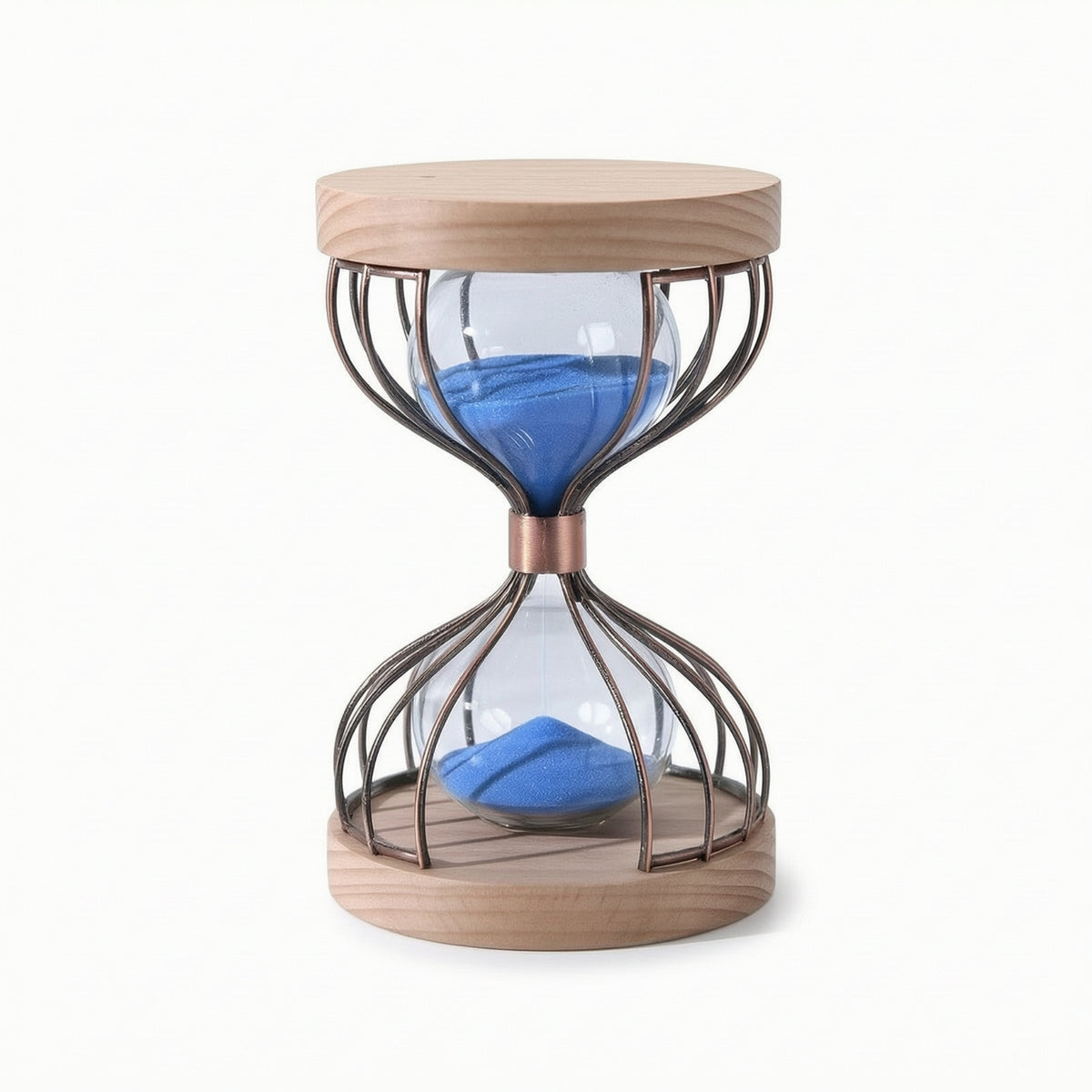 15-Minute Hourglass Decorative Hourglass with Wooden Base Sand Timer with Metal Frame Minimalist Sand Timer with Wooden Frame