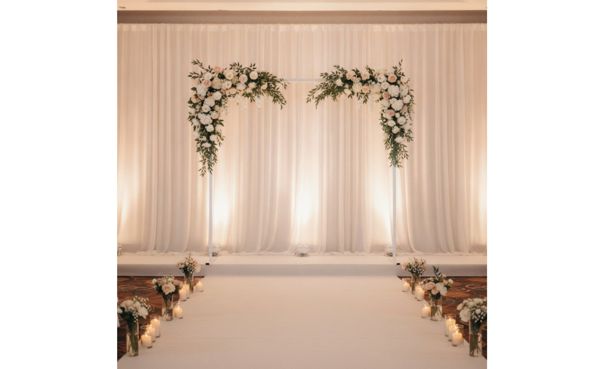 Cylindrical Square Metal Arch Stable Wedding Arch Frame Quick Setup Backdrop Stand with Base Heavy-Duty for Florists, Weddings, Parties