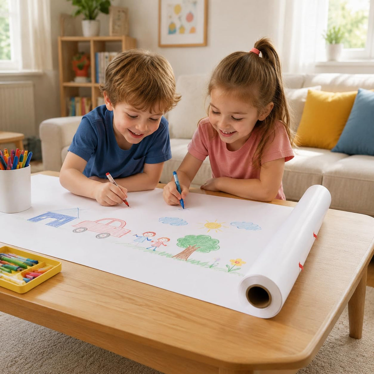 Kids Drawing Paper Roll, 70gsm White Art Painting Paper, 44cm Wide, Various Lengths