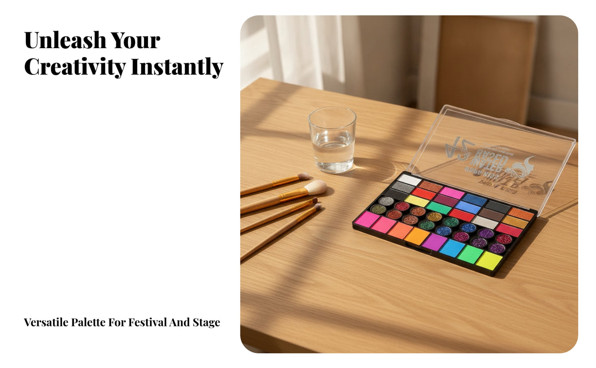 Bright Face and Body Paint Palette | Compact Rectangular Case, Face and Body Paint Palette with Clear Lid, for Halloween
