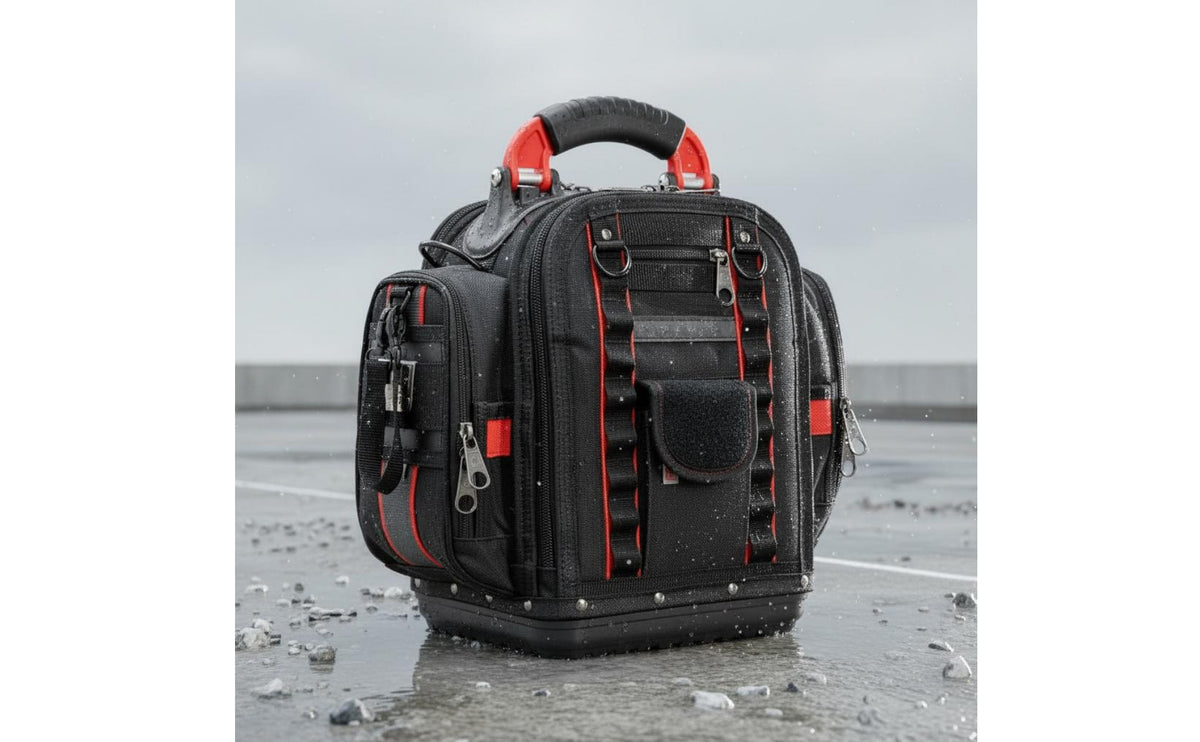 Heavy Duty Tool Backpack with Multiple Pockets and Hard Bottom