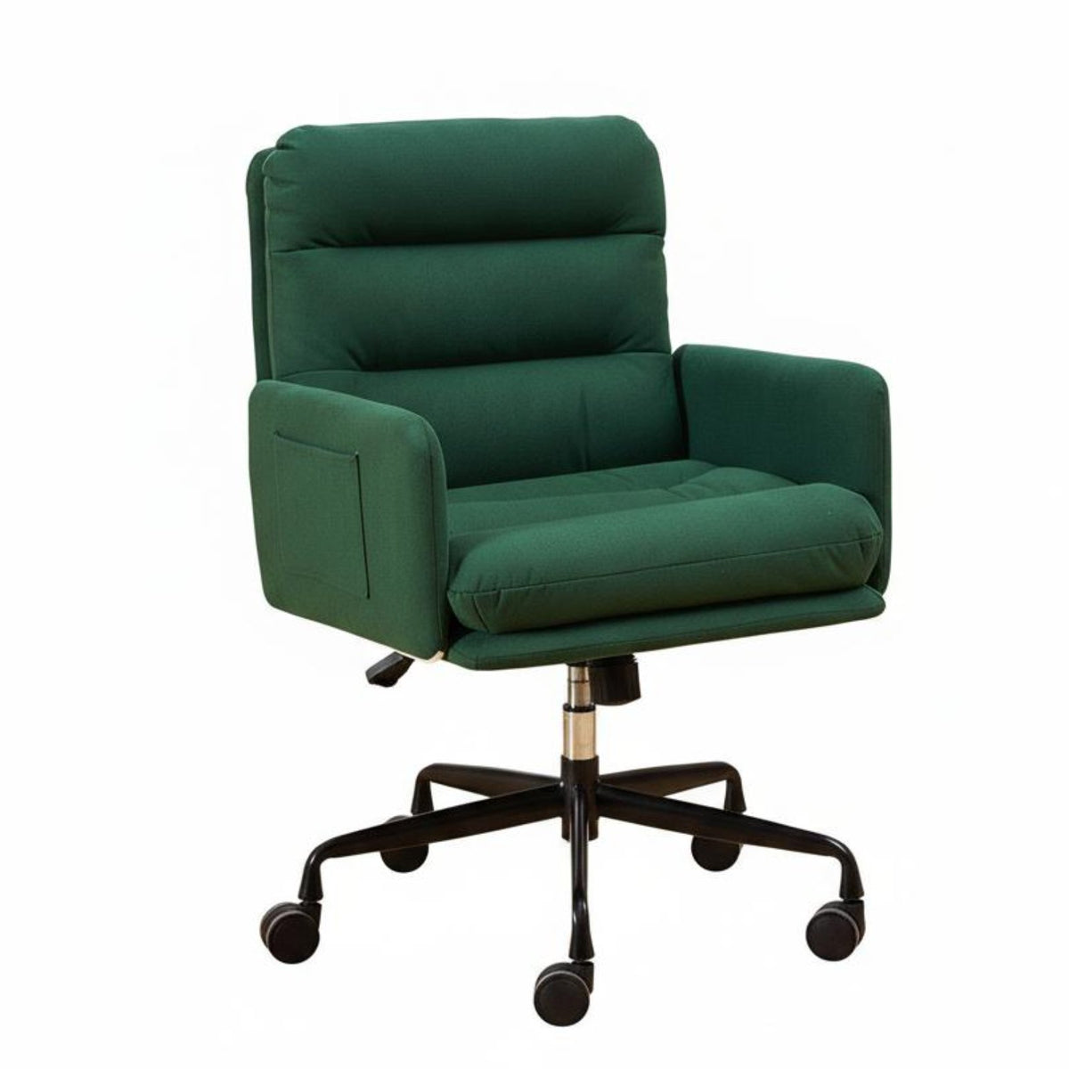 360-Degree rotate Upholstered Shell Chair with casters Elegant Design Rolling Seat Height Adjustable Vanity Stool Soft Upholstery for Home Workers, Beauticians, Students, Nail Salon, Bedroom, Study Room