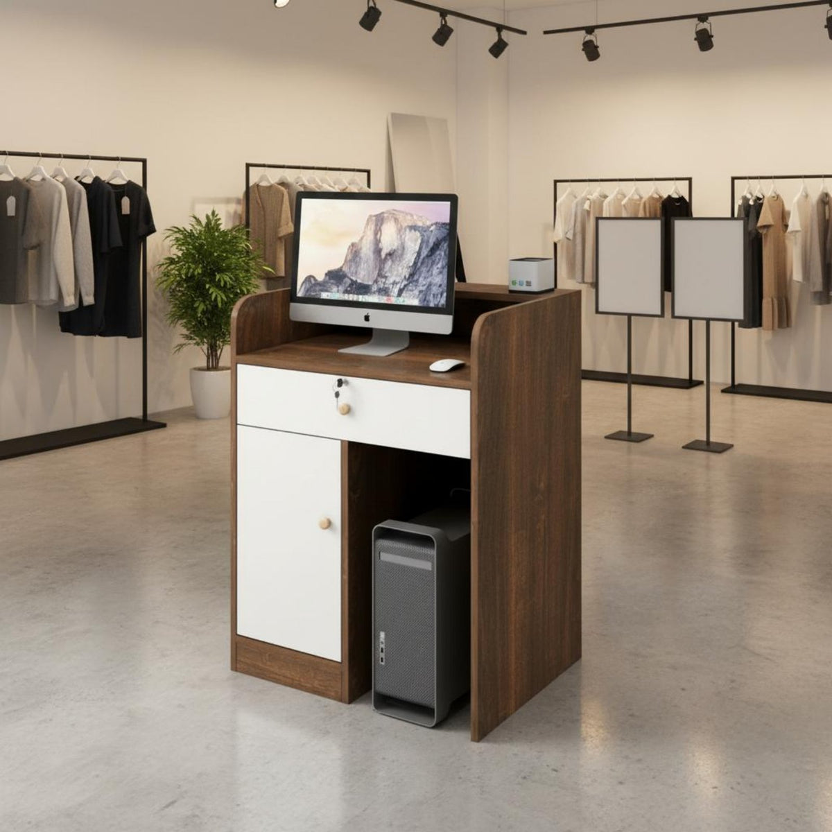 Multi-Purpose Modern Checkout Counter With Storage Checkout Desk Long-Lasting Compact Currency Ier Stand Easy Assembly for Retailers, Receptionists, Business Owners, Retail Shop S, Boutiques, Salons, Cafes