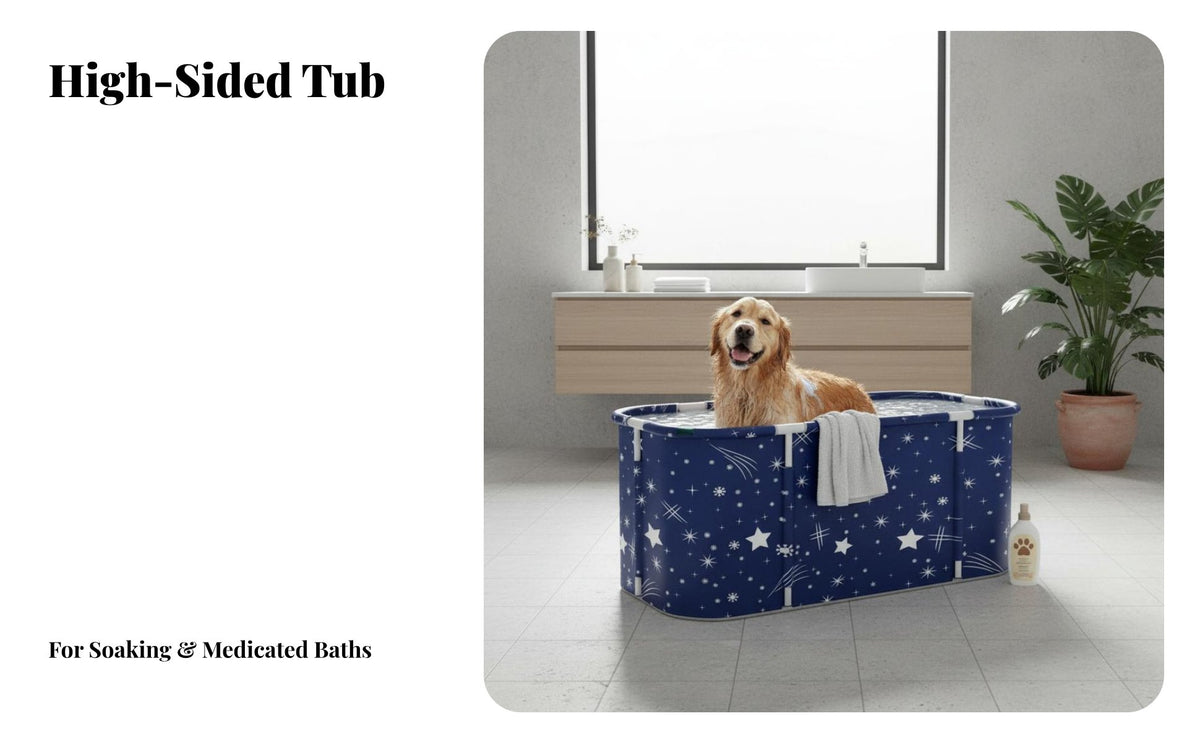 Foldable Dog Bath Tub Sturdy & Stable Foldable Pet Bathtub Built-in Drainage System Folding Pet Bathing Station for Adults, Small Areas, Outdoors