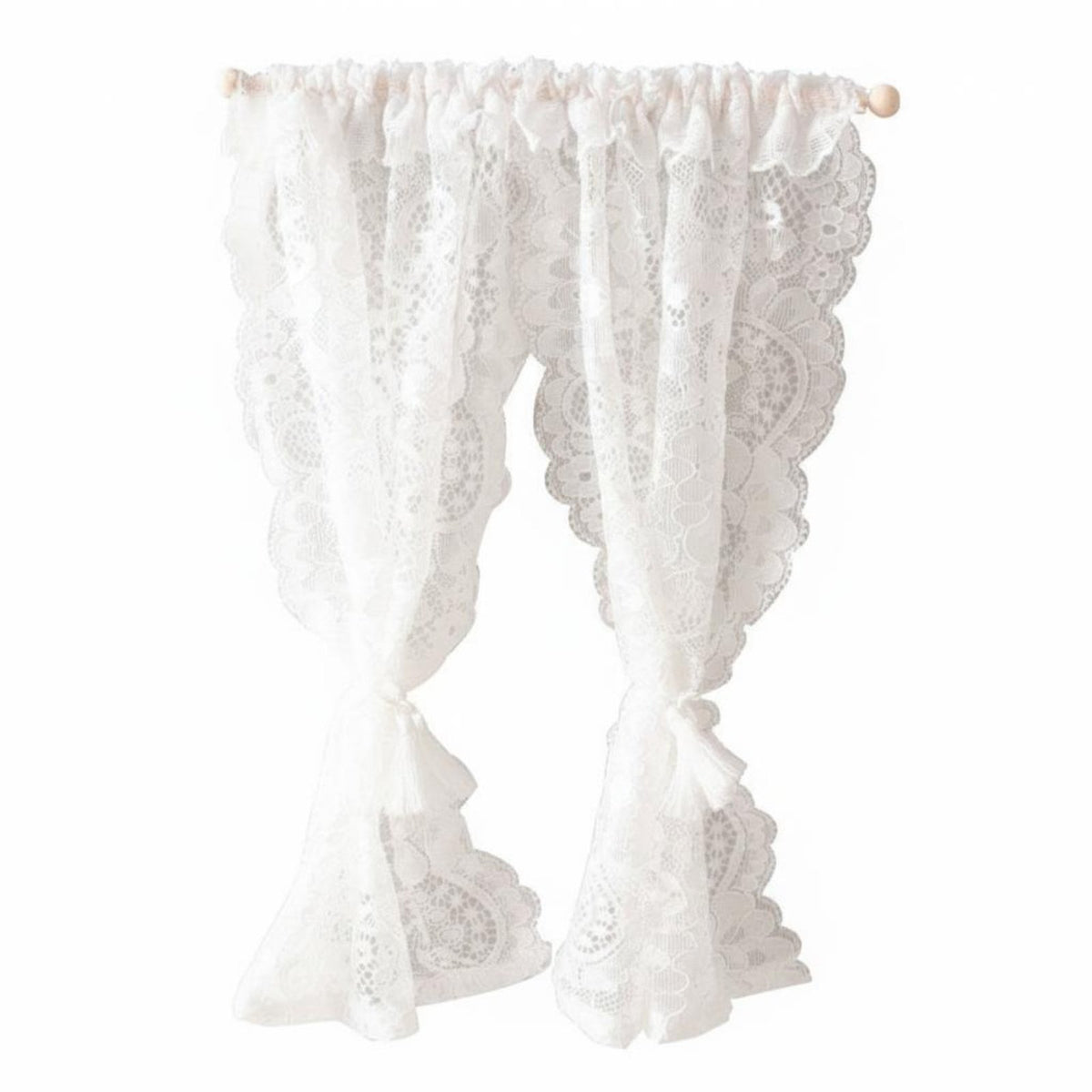 DIY Accessory 1:12 Scale Lace Curtain Scalloped Border 1:12 Scale Window Drapes Handmade for Crafters, Dioramas, Model Room