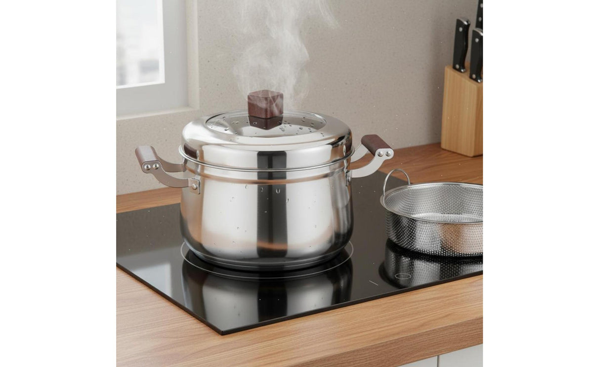 Japanese Style Steam Rice Cooker Easy to Clean Stainless Steel Steamer Pot Transparent Glass Lid Double Layer Rice Steamer for Restaurant