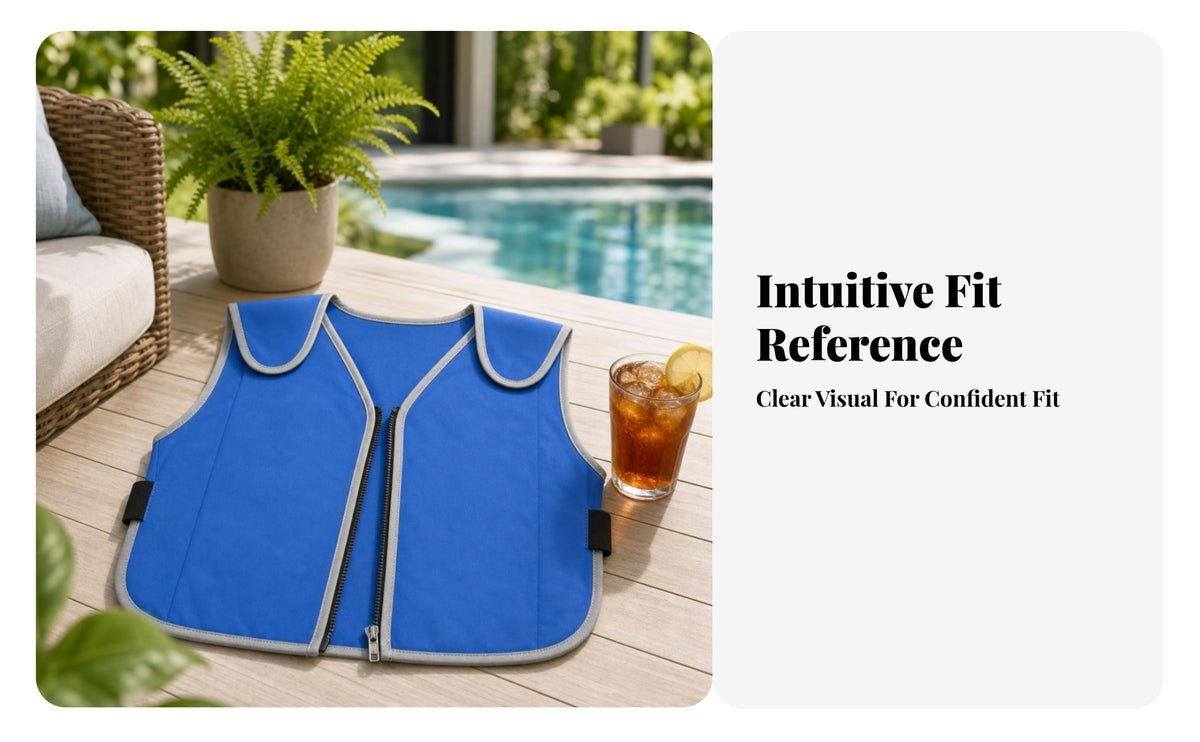 Inner Pocket Panels Zipper-Front Cooling Vest Front Opening Sleeveless Cooling Vest Textile Shell Wearable Gear Blue
