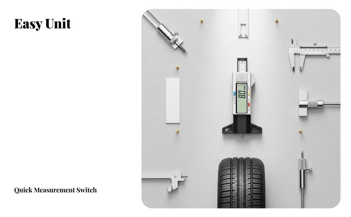 Digital Tire Pattern Depth Gauge Stainless Steel Tip Tire Pattern Depth Gauge High Precision for Mechanics, DIY Enthusiasts, Vehicle Maintenance