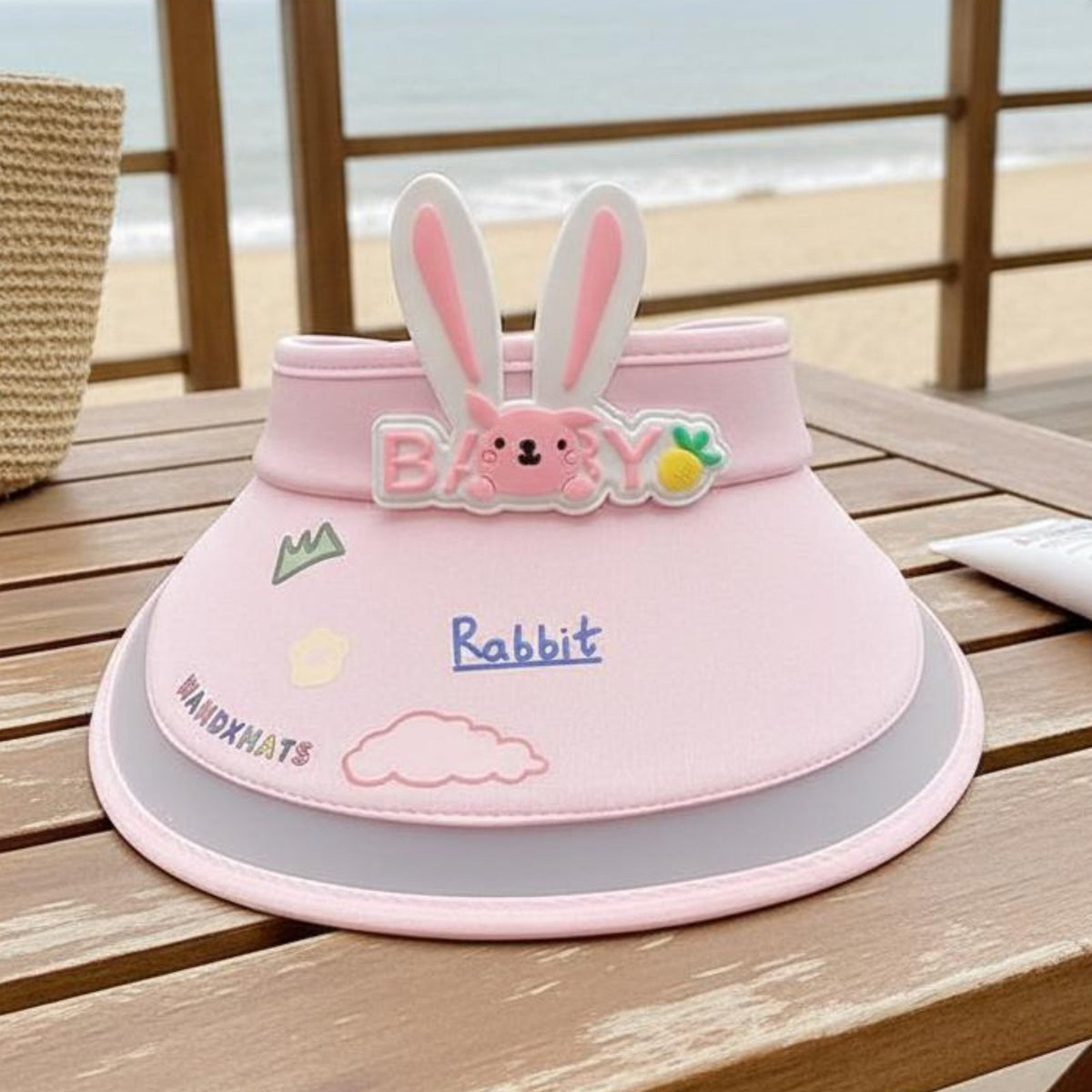 Sun Protection Kids Visor Hat Cute Cartoon Design Floppy Ear Sun Hat for Beach