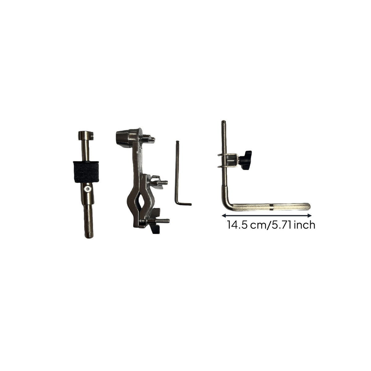 Metal Extension Arm with Clamp Sturdy Drum Hardware Mounting Kit Heavy-Duty Drum Clamp with L-Rod Stable for Drummers