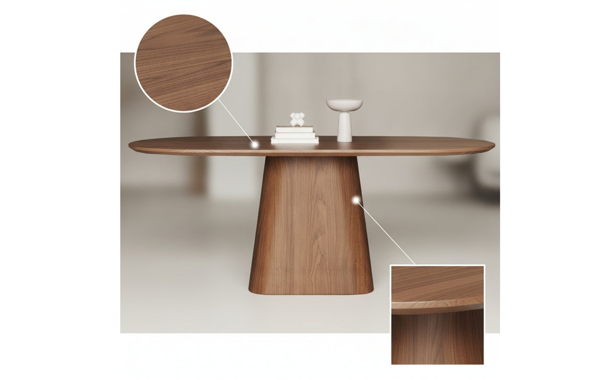 Minimalist Oval Dining Table Tapered Dining Table with Pedestal Base Apartment-Friendly Furniture Stable for Kitchen