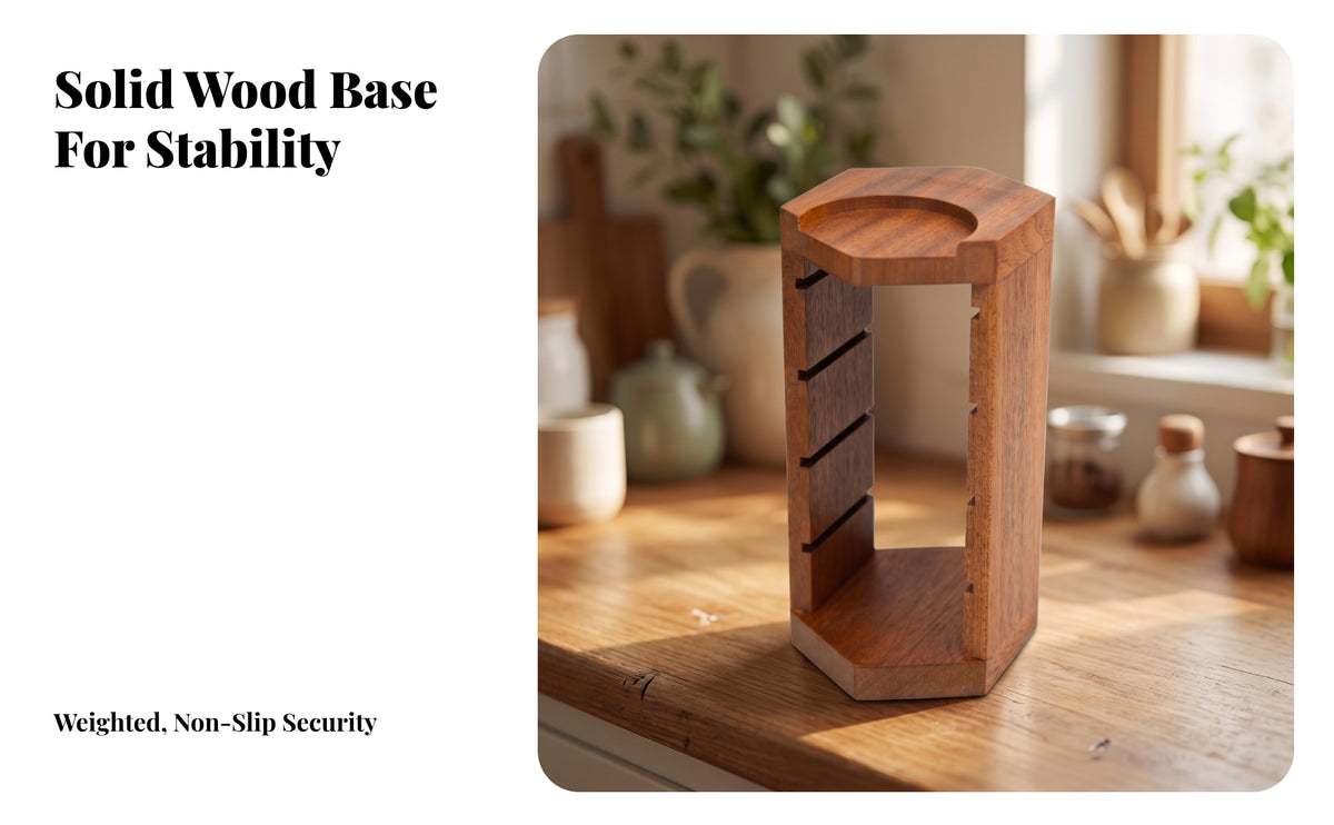 Countertop Coffee Accessory Storage Rack | Wood Grain, for Kitchen Countertops