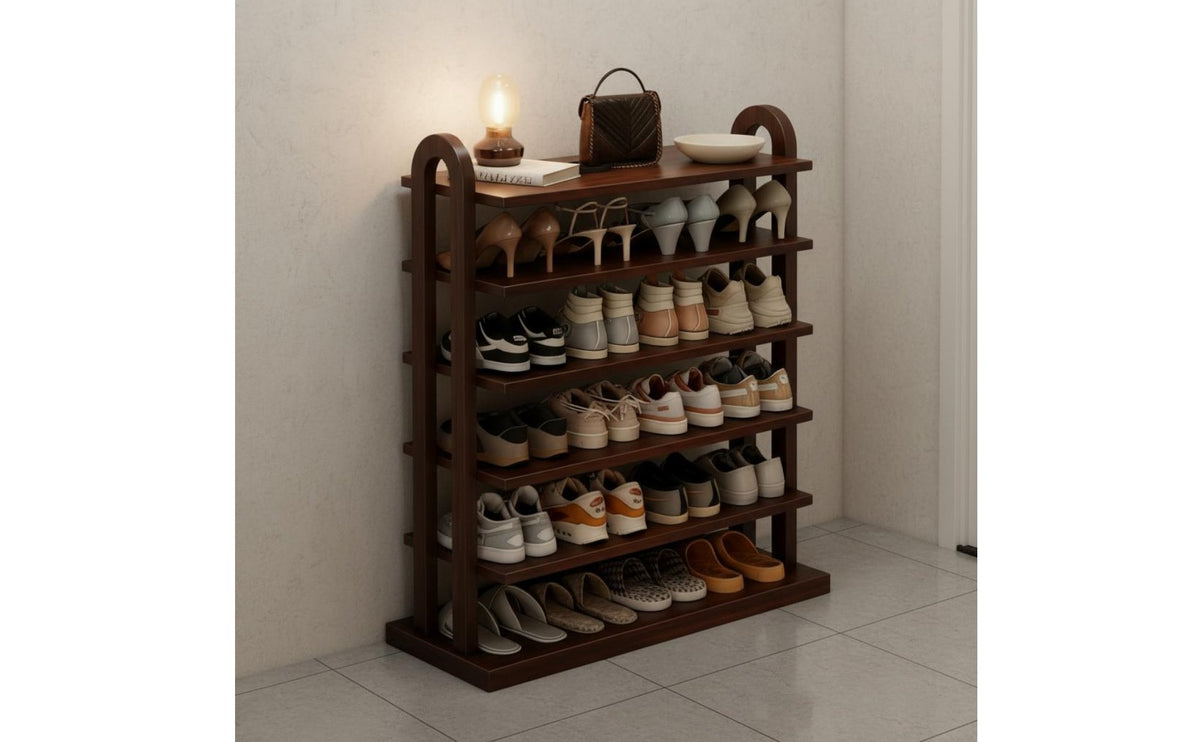 Space-Saving Design Entryway Shoe Shelf Easy Assembly Freestanding Shoe Organizer Large Capacity Solid Wood Storage Shelf Stable and Long-Lasting for Renters, Students, Small Areas, Dorm Room, Closet