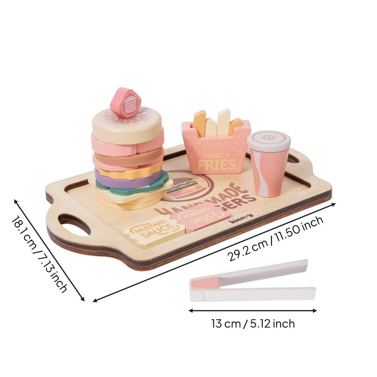 Stackable Design Wooden Hamburger Toy Set Hand-Eye Coordination Stacking Burger Play Food Pastel Colors Pretend Quick-Service Meals Meal Set for Preschoolers