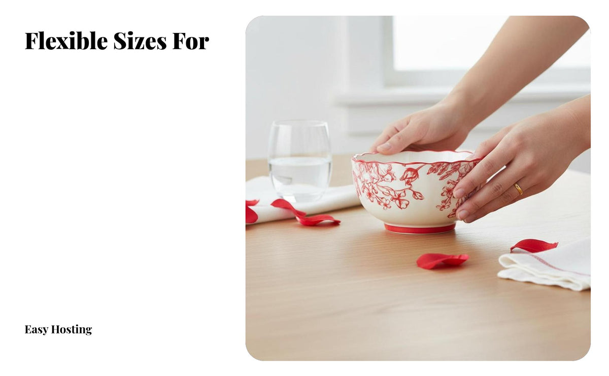 Chinese Red Ceramic Dinnerware, Wedding Tableware Set, Floral Bowls & Plates, Underglaze, Home Use