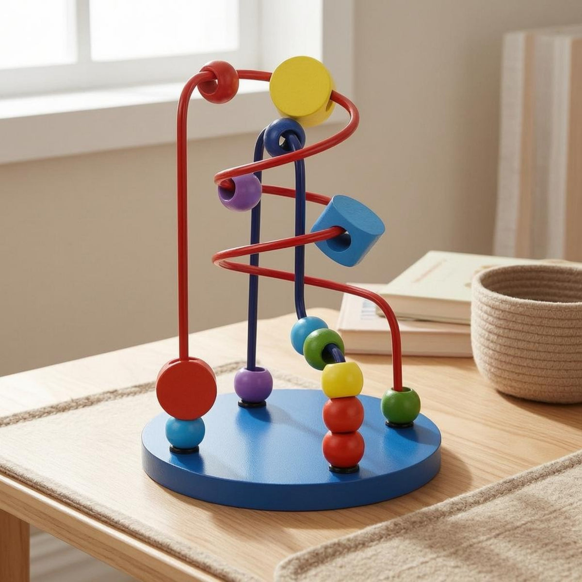 Fine-Motor Wooden Bead Maze Hand-Eye Coordination Wire Bead Maze Sliding Beads Early Learning Plaything Educational for Children