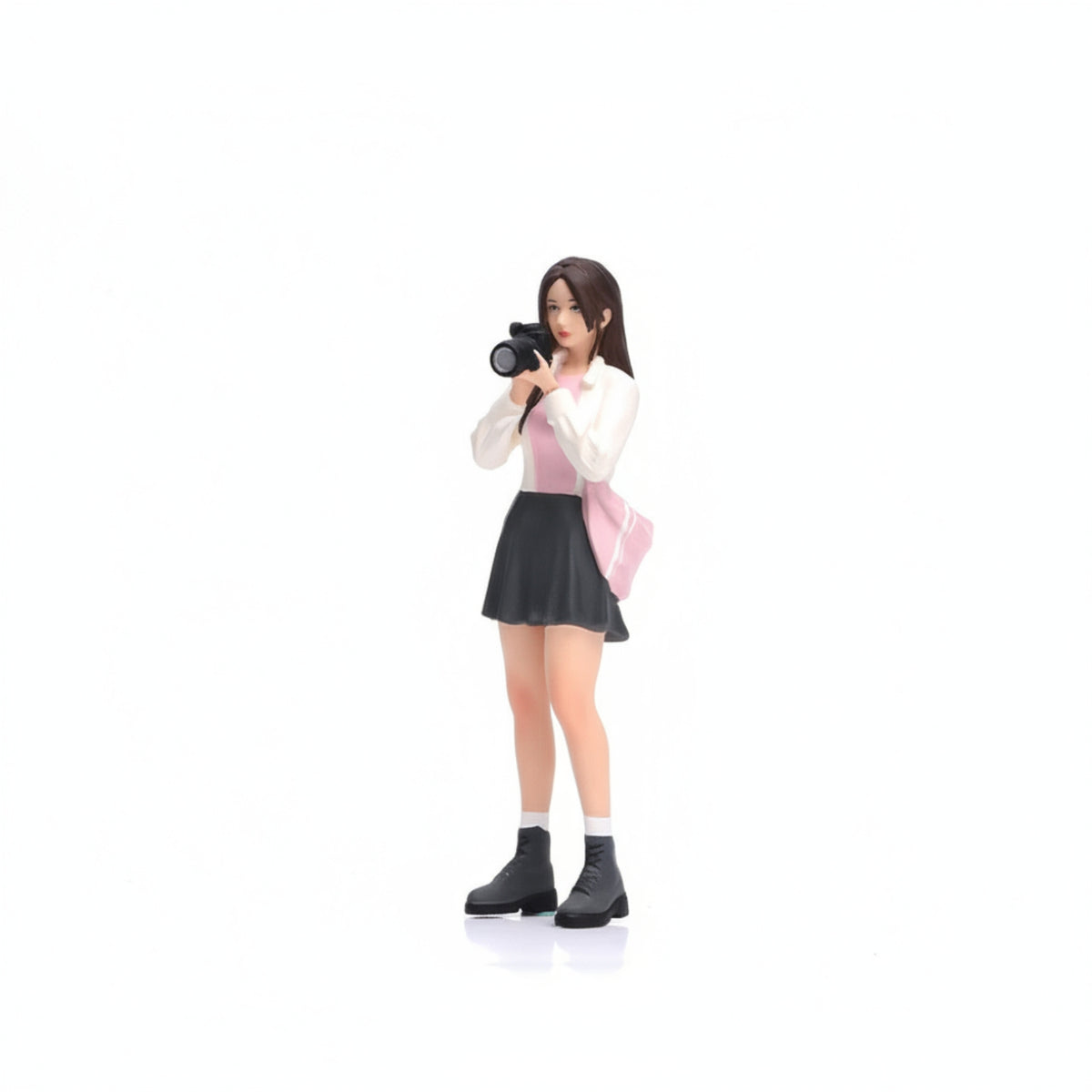 Detailed Female Photographer Figurine Handmade Standing Decorative Woman with Camera Figurine Miniature Woman Statue