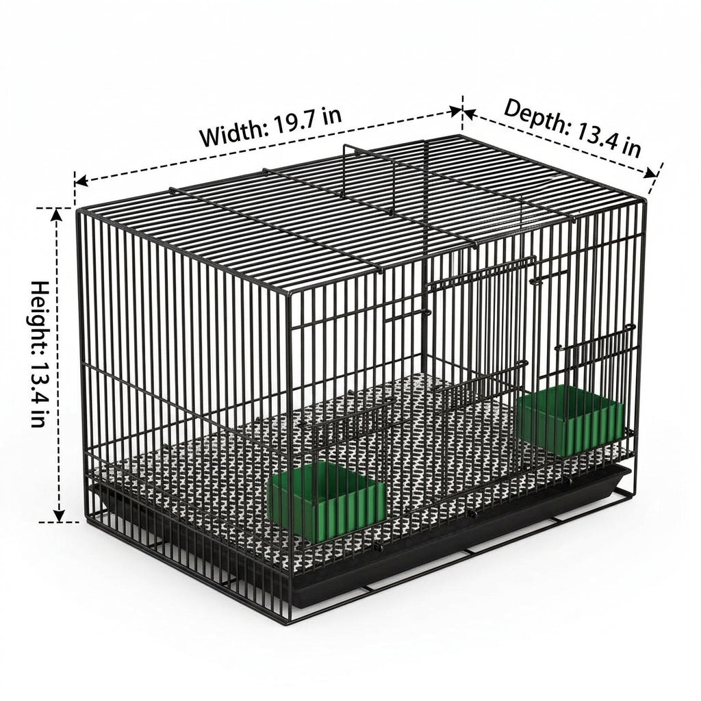 Portable Bird Cage for Small Exotic Pets, Metal Pet Bird Cage with Handle and Slide-Out Tray, Indoor Small Bird Cage with Perches and Food Bowls