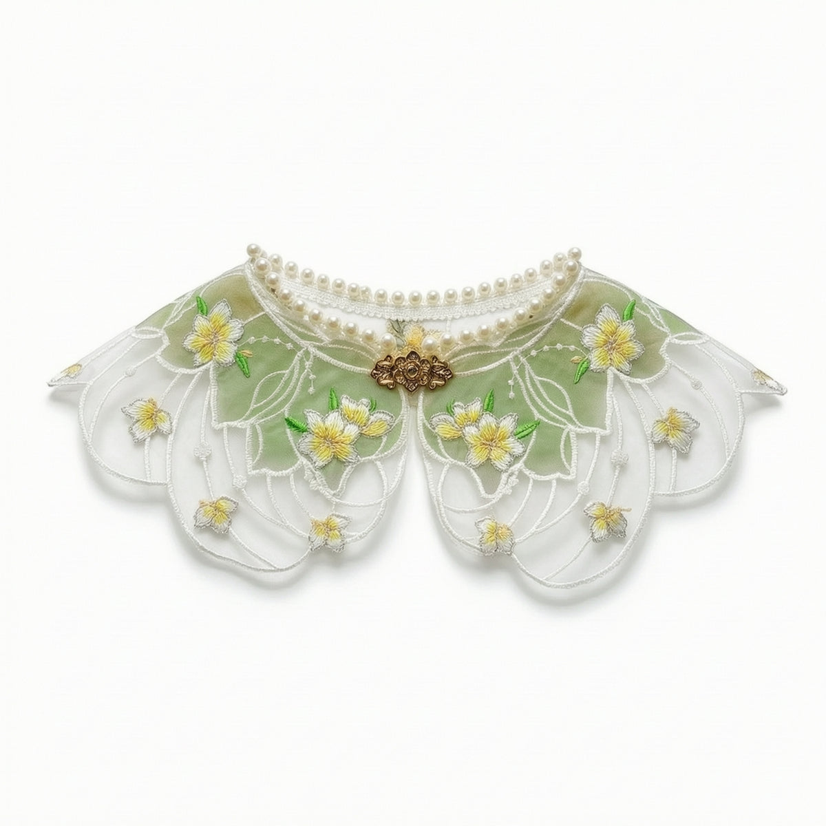 Beaded Detachable Collar Embroidered Collar with Pearls Scalloped Accessory Decorative for Photoshoots
