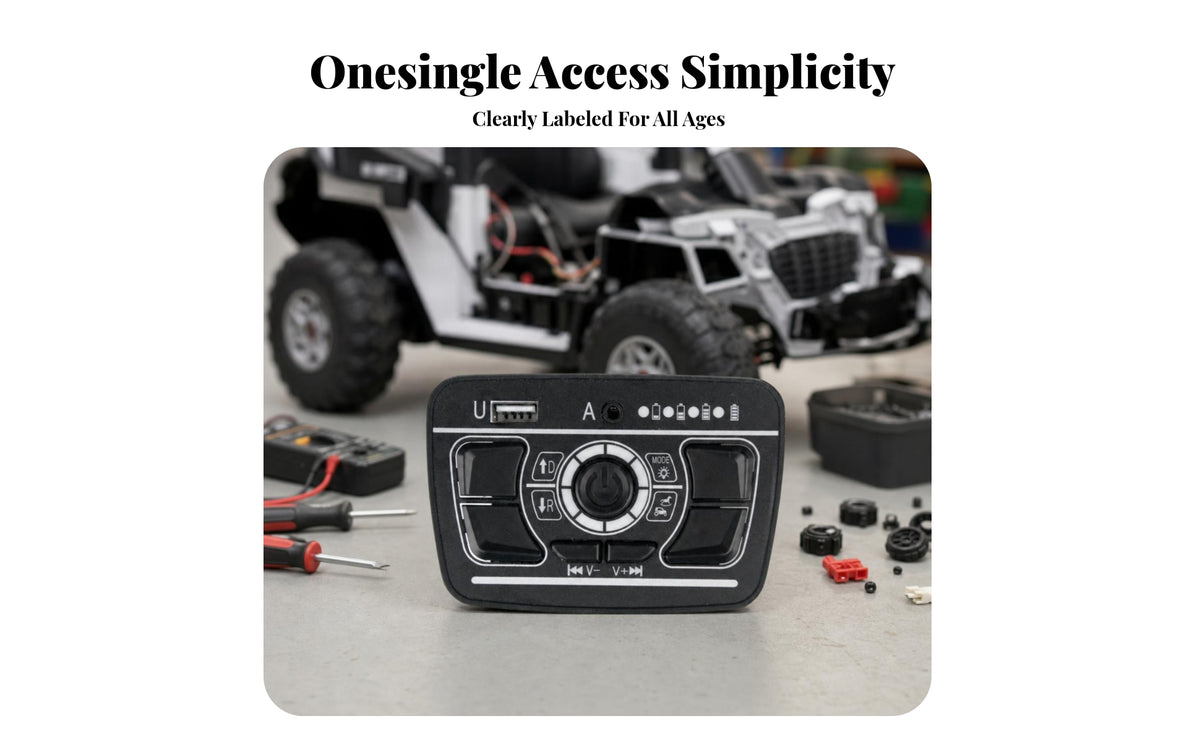 Button Panel Push-Along Car Control Module USB Port Electric Push-Along Vehicle Controller Black Rounded Corners for Children