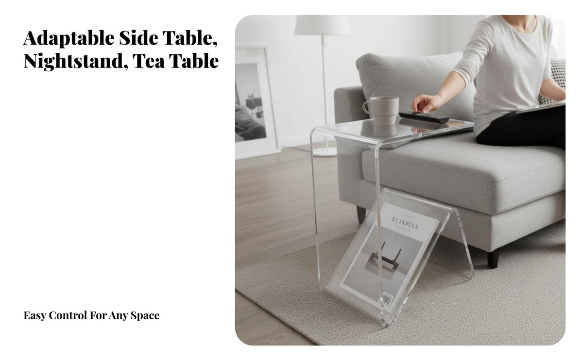 Modern design Transparent Tiered Table Space-Saving Transparent C-Table Multi-Functional Nightstand Easy to Clean for Apartment Dwellers, Interior Decorators, Living Room, Small Spaces, Home Office, Entryway