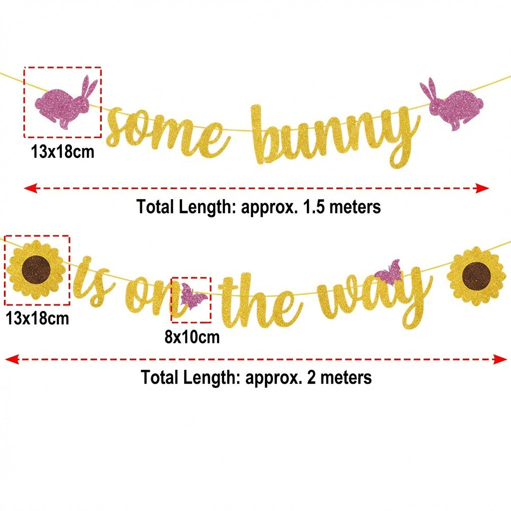 Easter Bunny Banner Festive Easter Bunny Garland Photo Backdrop Hare Festivity Garland for Infant Girls, Children, Nursery, Classroom, Doorway