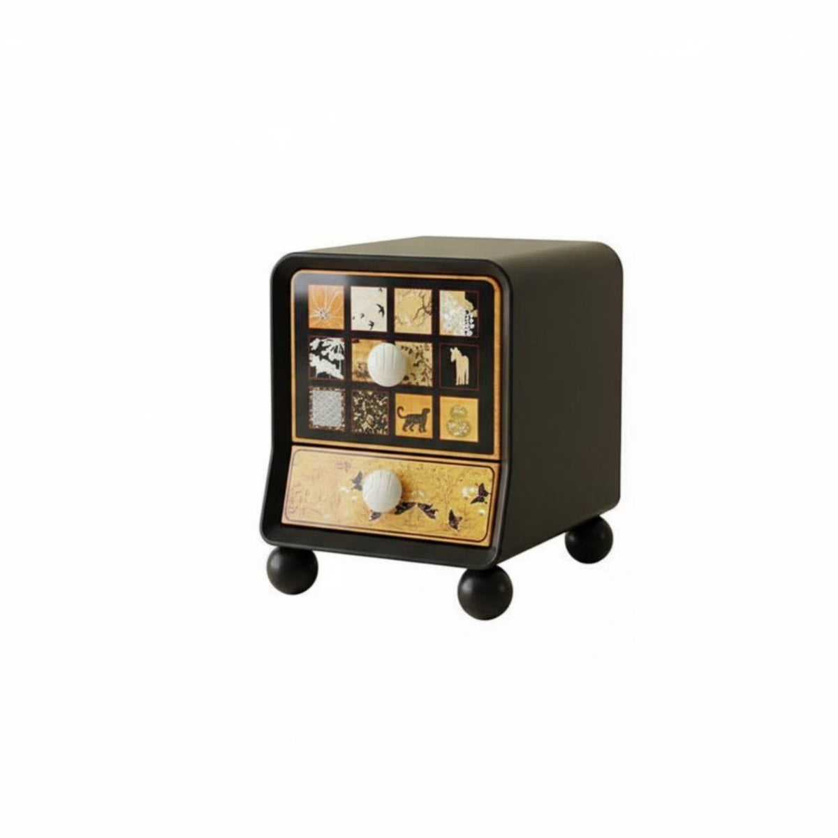 Vintage design Bedside Storage Unit Space-Saving Rounded Single-Drawer Cabinet adaptable Nightstand Minimalist Design for Homeowners, Renters, Adults, Home, Living Room, Office, Bathroom