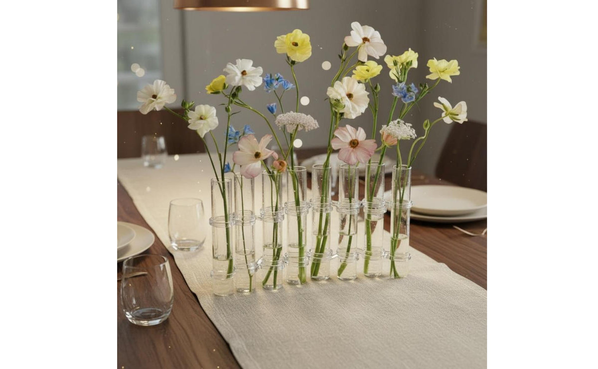 Light Luxury Test Tube Vase Modern Design Glass Tube Vase Creative Design for Living Room, Dining Table, Bookshelf