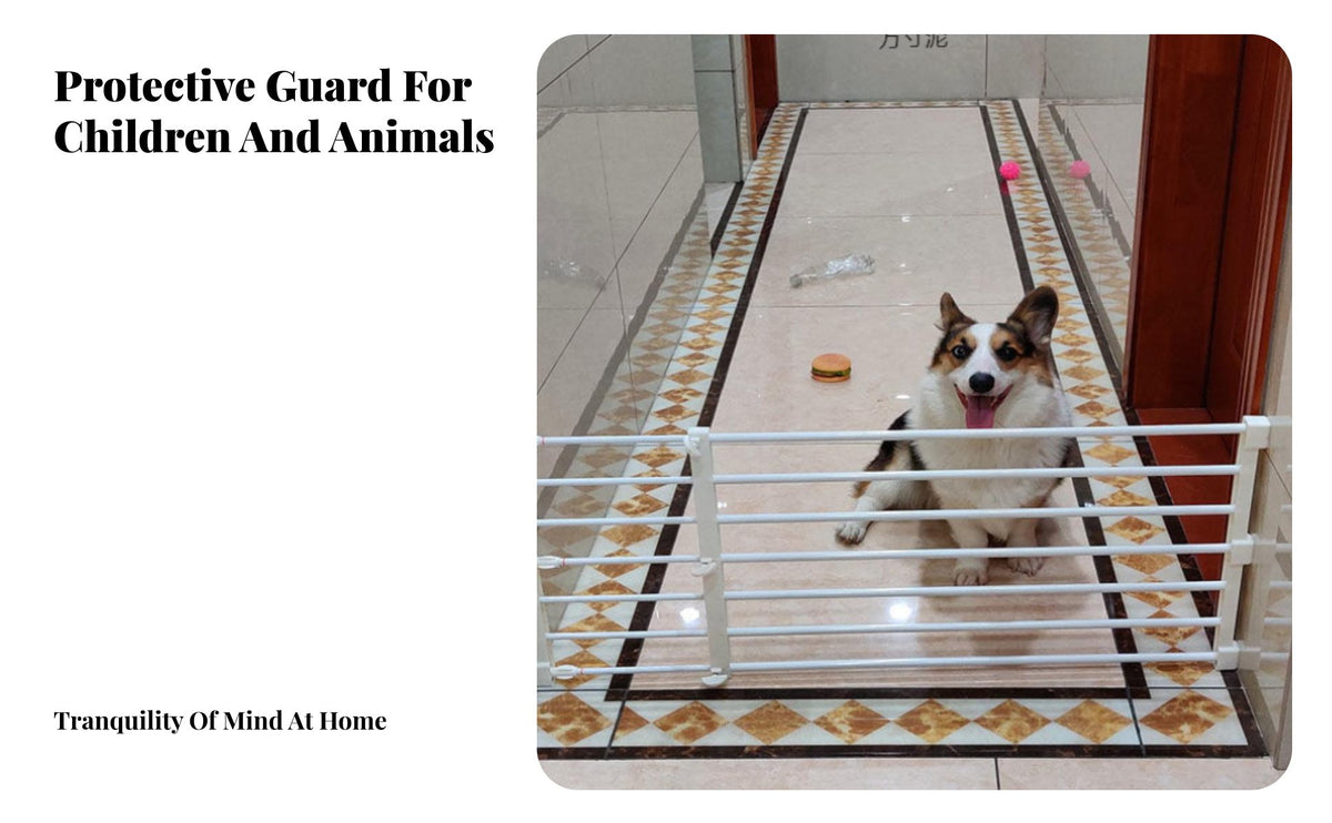 Drilltool-Less Installation Retractable Dog Gate Adjustable Size Expandable Pet Gate Easy to Install Household Barrier Space-Saving for Renters, Homeowners, Kitchen, Indoors, Doorways, Hallways