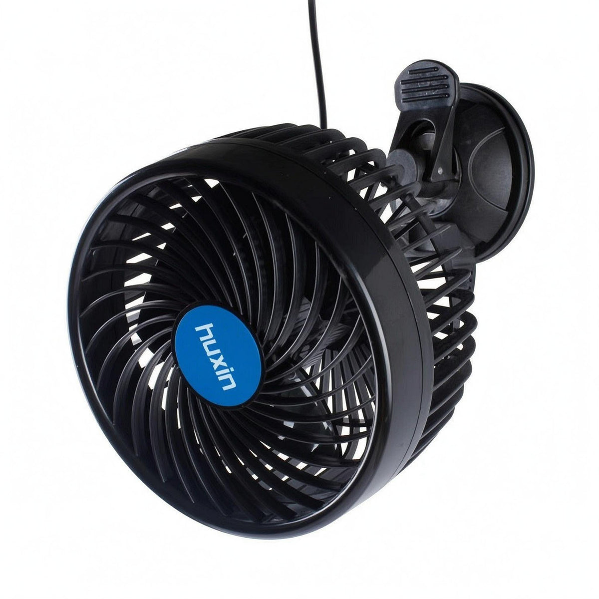 Stepless Speed 6-Inch Car Fan Adjustable Suction Cup Fan Blue Center Cap for Vehicle Interior