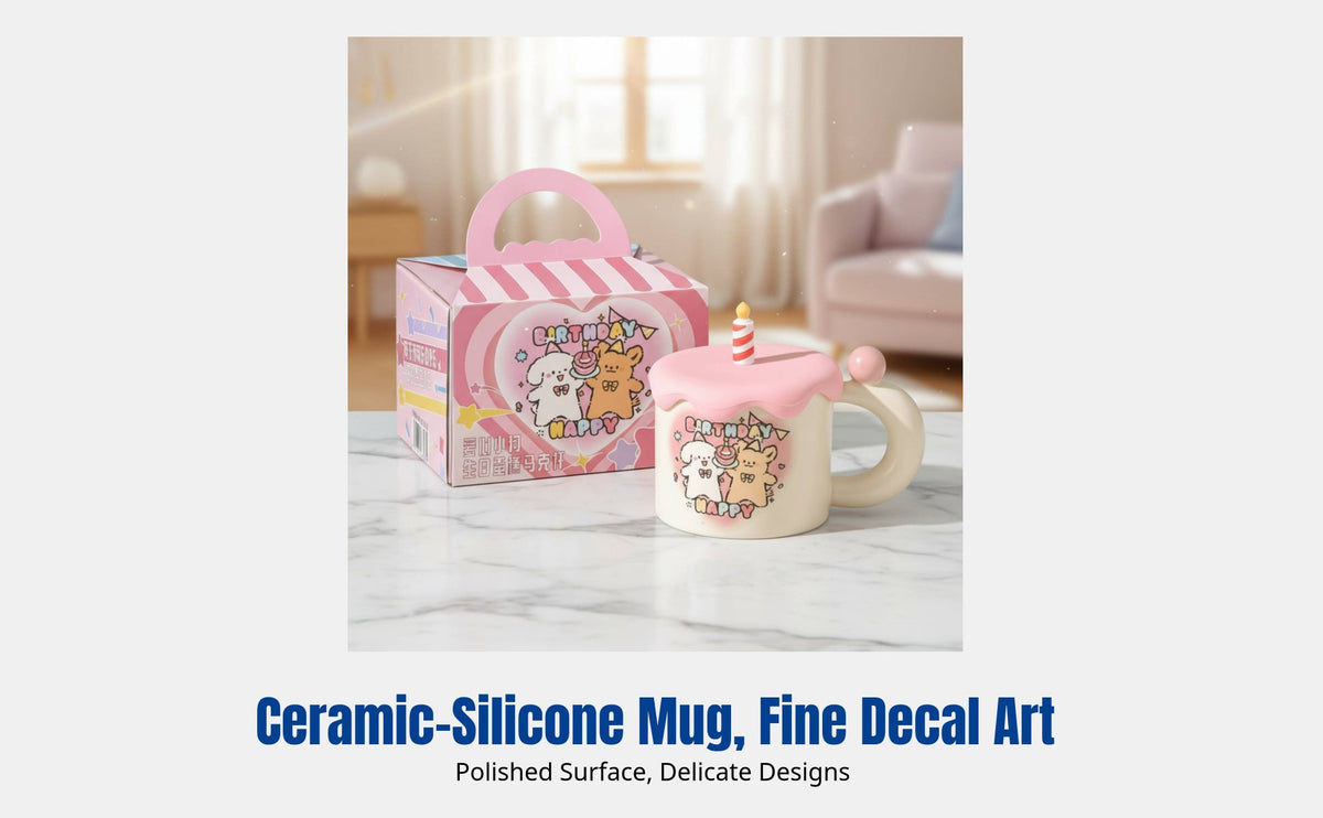 Cute Dog Mug, Ceramic Mug with Lid, Cartoon Gift for Girls, Couple Mug, Random