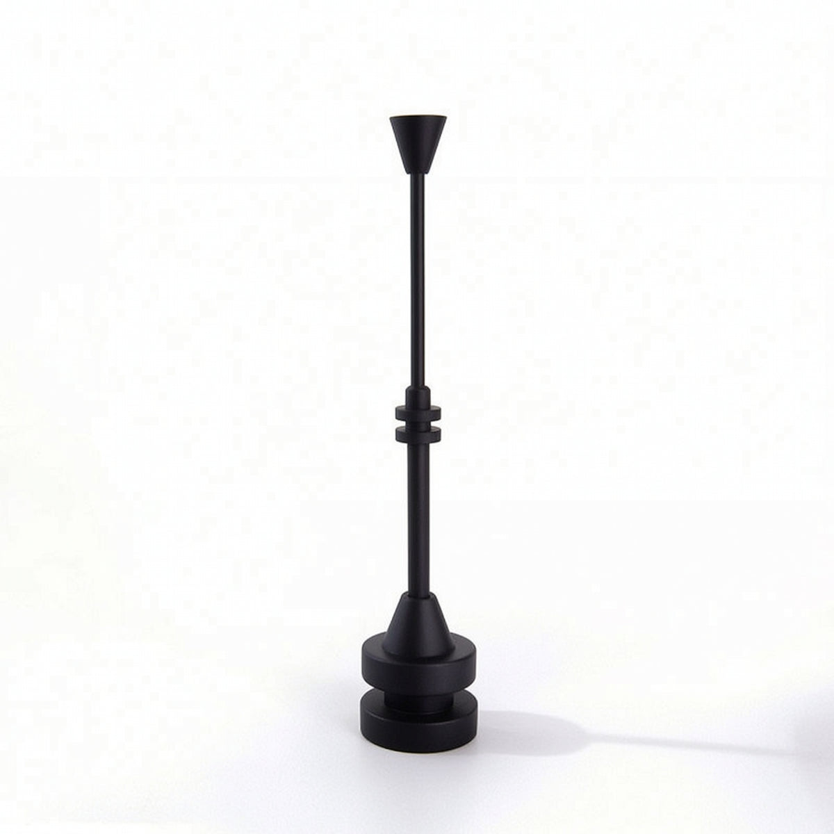 Candlestick with Round Base Matte Black Candle Holder with Tapered Cup Decor Geometric Modern for Tabletop, Dining Table