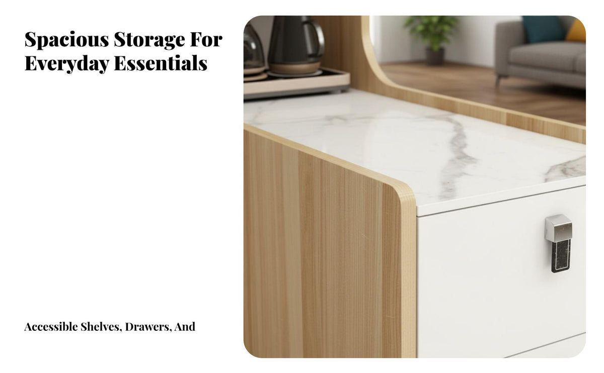 Modern Design Tiered End Table with Storage Multi-Functional Design Household Furniture Easy to Clean Scratch Resistant Top for Homeowners, Apartment Dwellers, Adults, Living Room, Bedroom, Lounge Area, Home Office