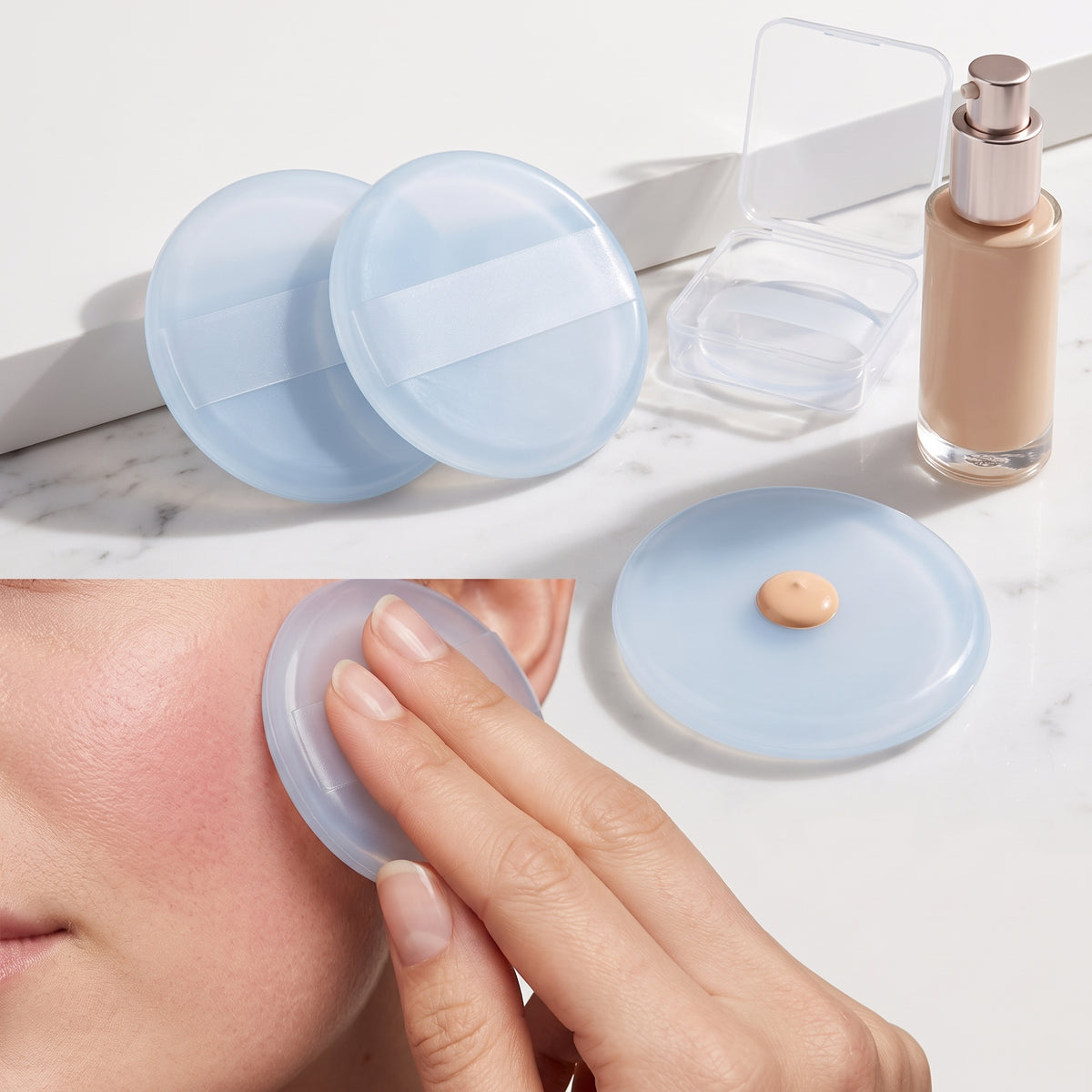 Silicone Makeup Sponge for Foundation, BB Cream, Sunscreen - Ultra Soft Jelly Blender, Wet & Dry Use