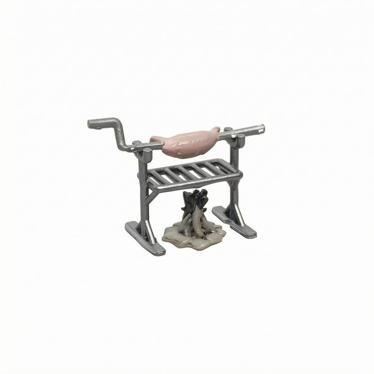 Skewer Miniature Barbecue Scene Metal-Look 1/64 Barbecue Grill Model Slatted Grill Scene Model Fire Base for Display