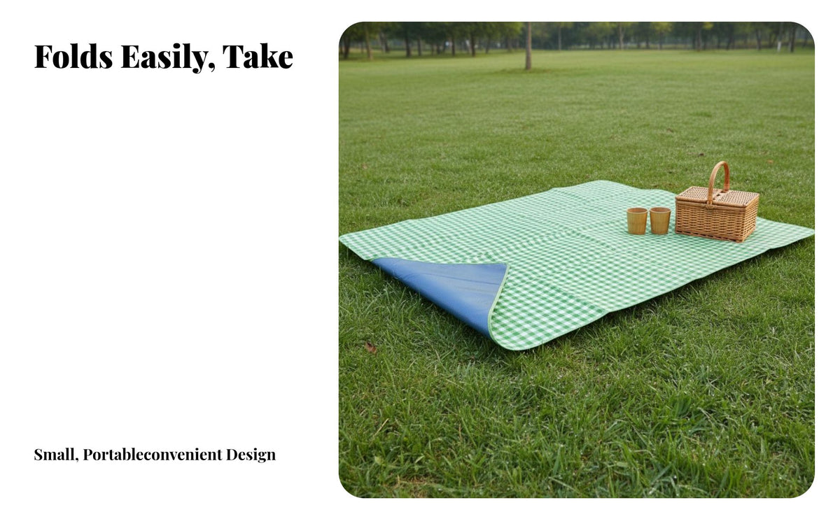 Foldable outdoor Mat Sandresistant Foldable Checkered Blanket Sandresistant Ground Cover for Families, Children, Beach, Camping, Hiking
