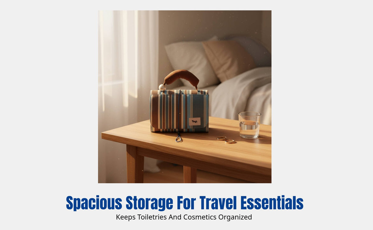 Travel Storage Bag Foldable Detachable Makeup Organizer Large Capacity Striped
