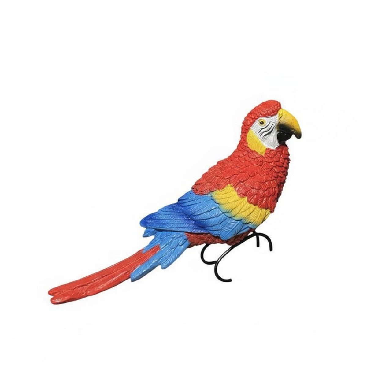 Vibrant Colors Resin Macaw Sculpture Realistic Design Resin Parrot Statue Hand-Painted for Gardeners, Yard, Patio, Balcony