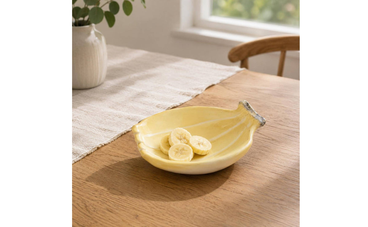 Banana Tableware Cream Decorative Ceramic Piece Yellow Accents