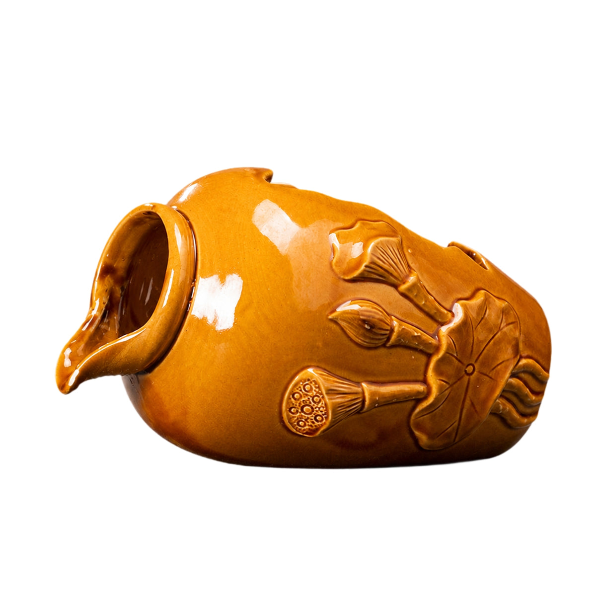 Ceramic Fish Bowl Water Circulation Pot with Glaze, Chinese Style