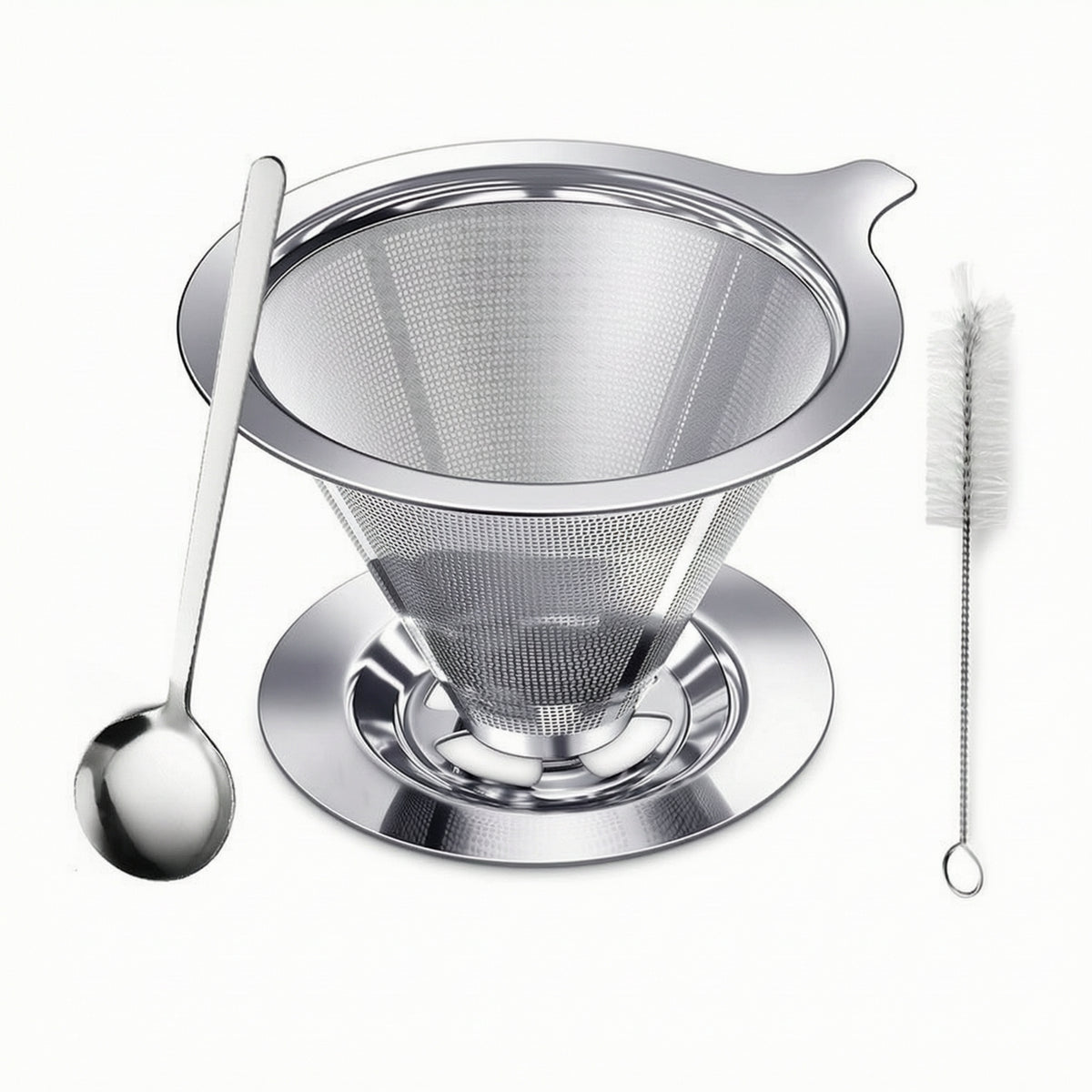 Reusable Coffee Filter with Spoon Easy to Clean Coffee Filter Cone Dripper Eco-Friendly Food-Grade for Home Baristas