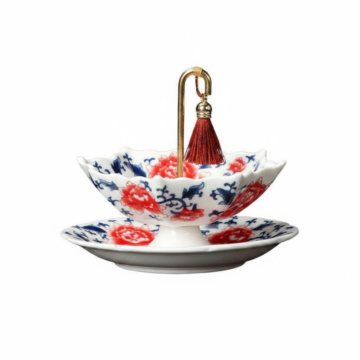 Traditional Chinese Design Ceramic Umbrella Tea Strainer Hand Painted Pattern Umbrella Tea Strainer