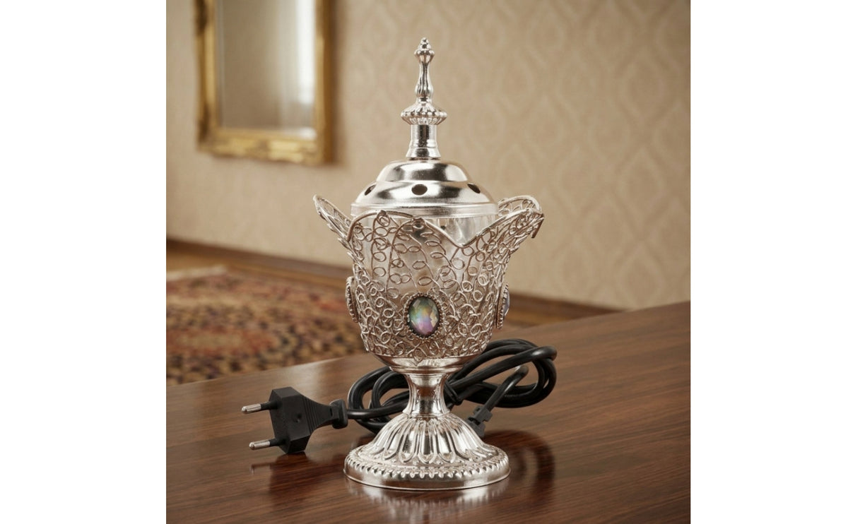 Electric Scent Burner Electric-Powered Scent Burner with Dome Lid Metal for Living Room, Home
