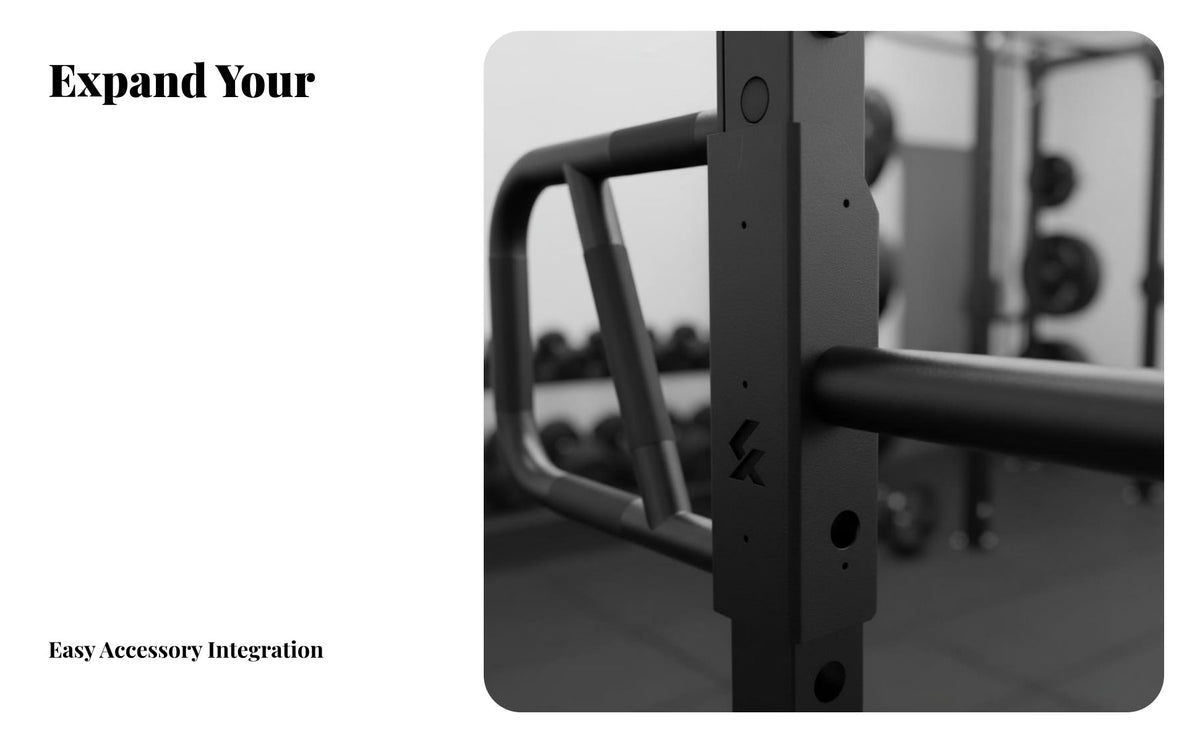 Commercial Grade Full Squat Rack Heavy-Duty Steel Construction Multi-Functional Power Rack Adjustable Safety Catches Strength Training Frame Powder-Coated Finish for Weightlifters, Powerlifters, Athletes
