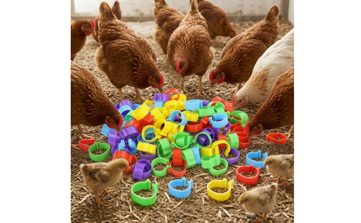 100 Pieces Easy to Apply Poultry Leg Band Mixed-Color Poultry Leg Band Unlabeled Bird Accessory Multicolored for Breeders, Farmers, Farms, Backyard Coops
