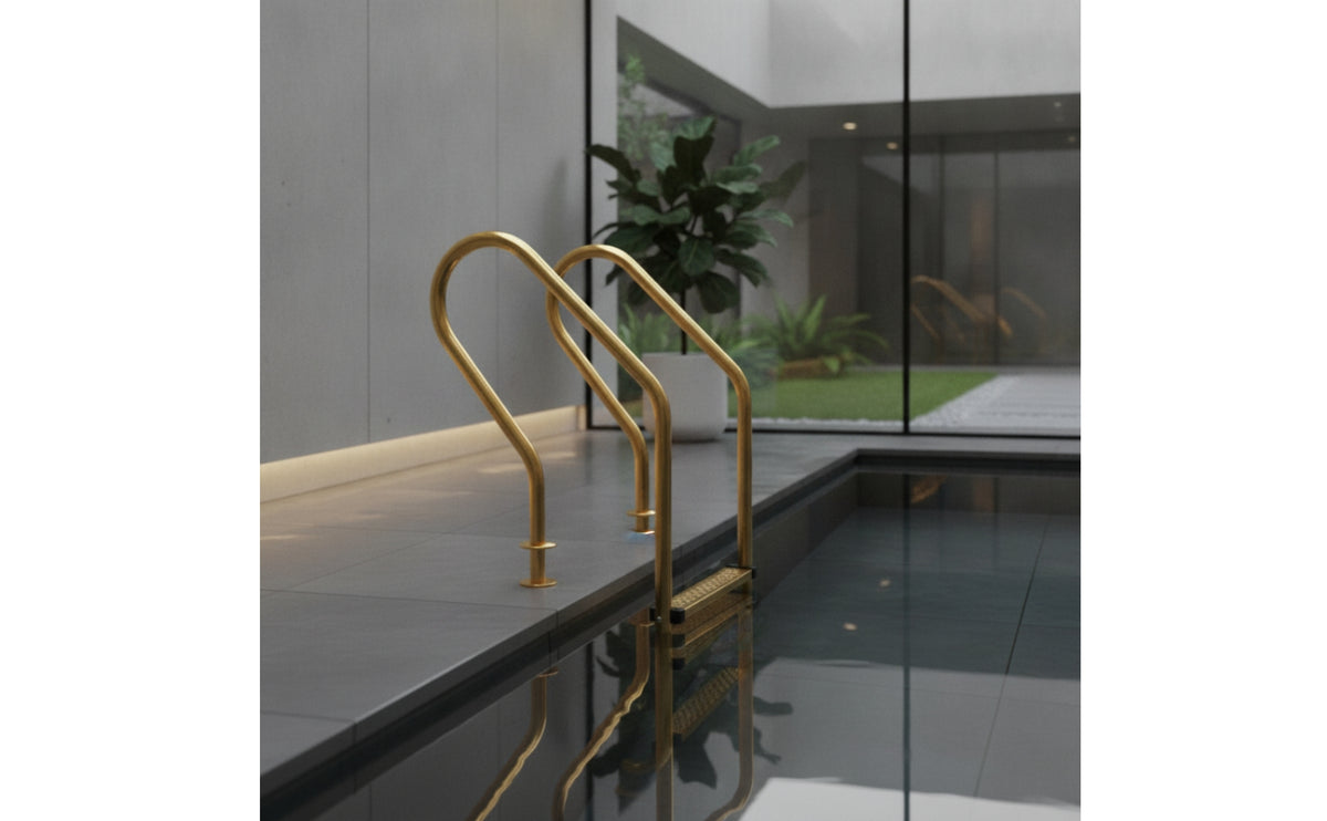Stainless Steel Pool Ladder Gold-Toned Pool Ladder with Non-Slip Steps Resistant for Homeowners