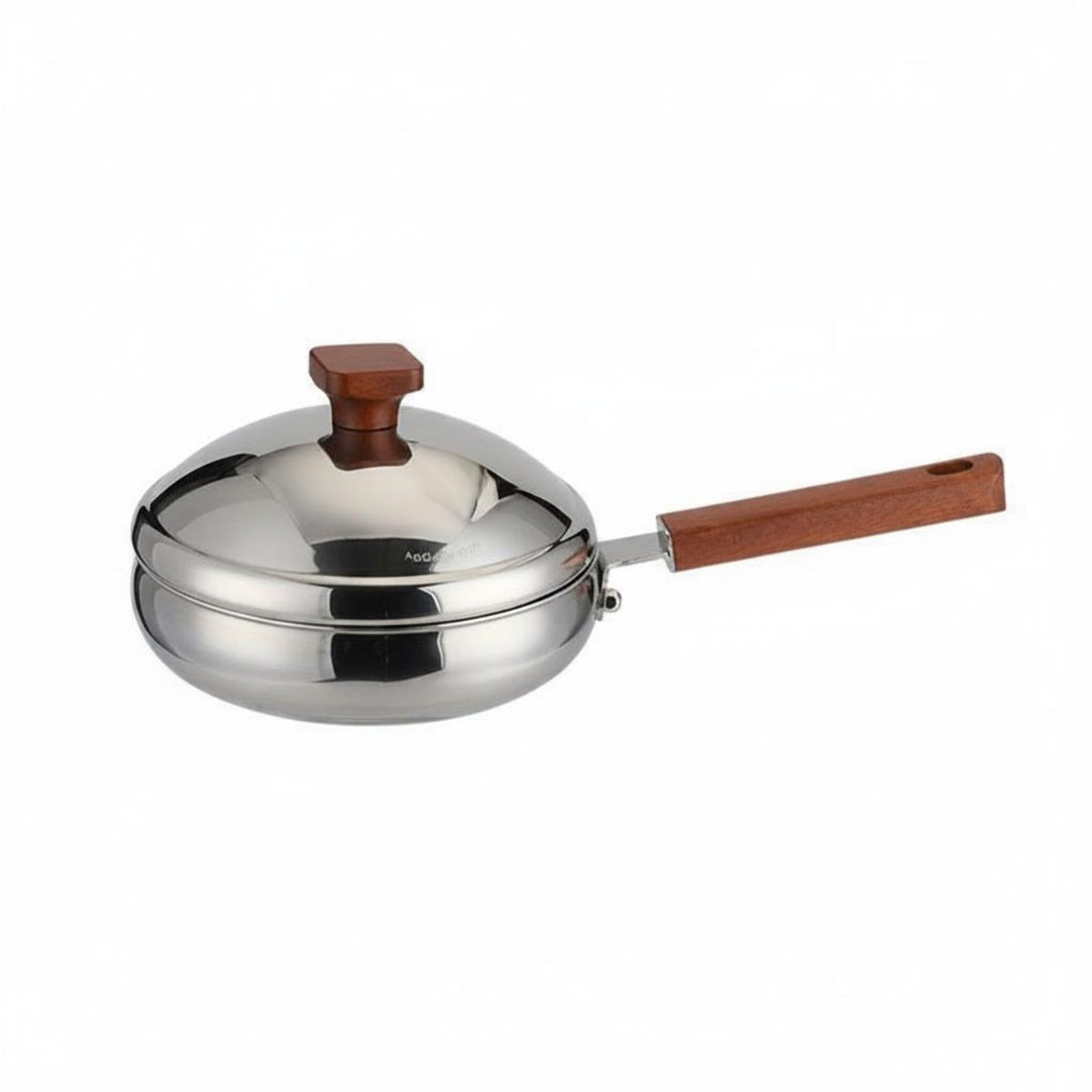 Steel Pan with Lid Versatile Uncoated Skillet with Wood Handle for Kitchen