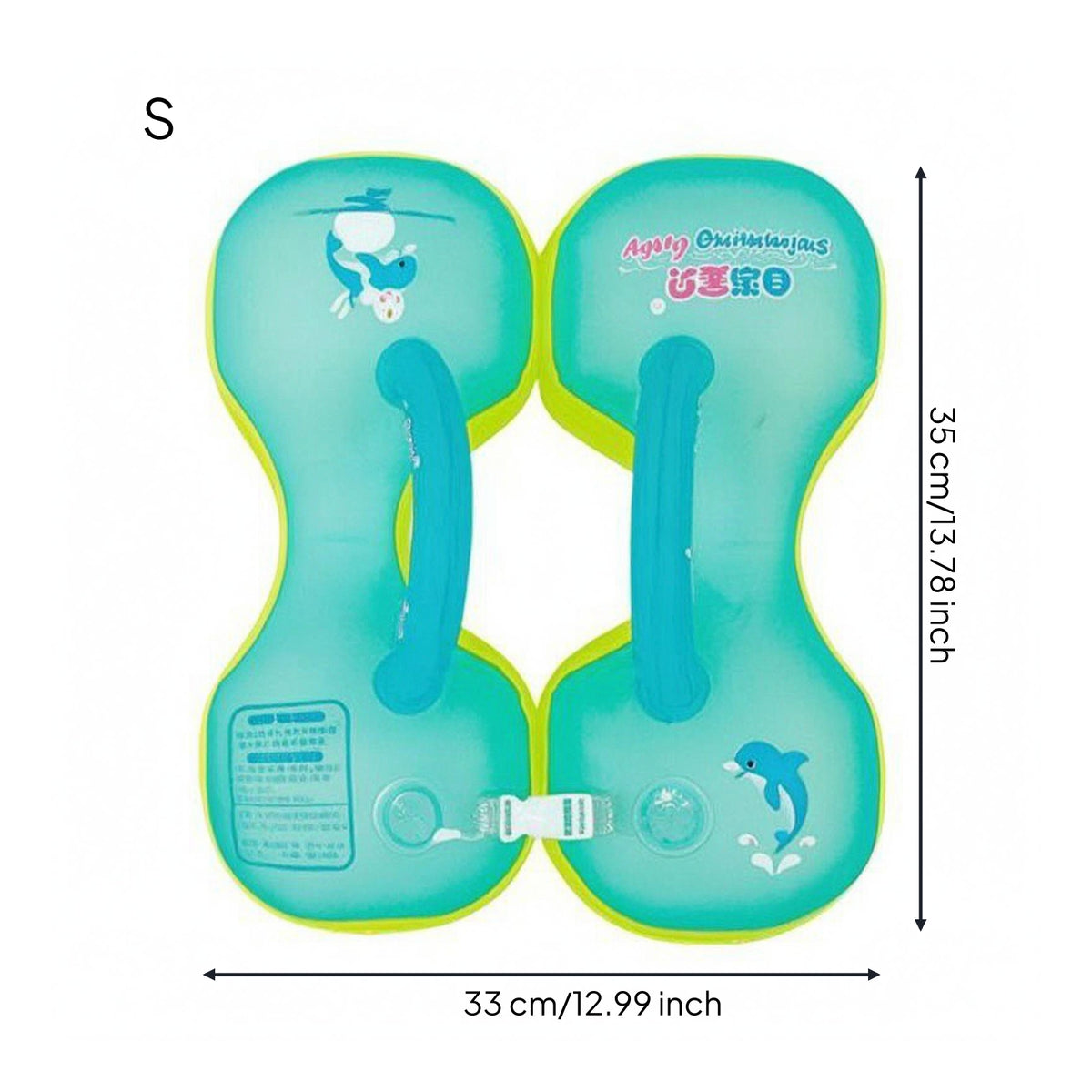 Secure Buckle Underarm Support Buoy Dolphin Print Inflatable Swim Buoy Float Cushioned Inflatable Baby Swim Float PVC-Like for Infants, Toddlers