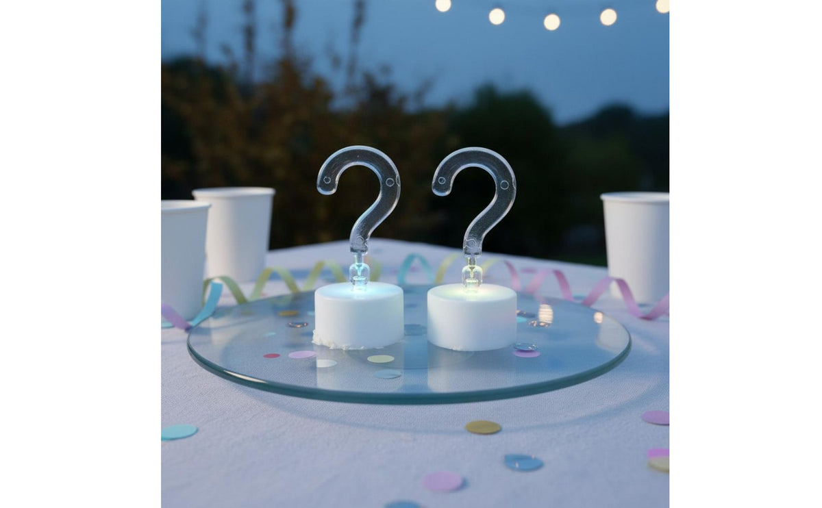 LED Question Mark Candle Operated Acrylic Digital Candle Flameless Light up Cake Topper for Kids, Anniversary Celebration
