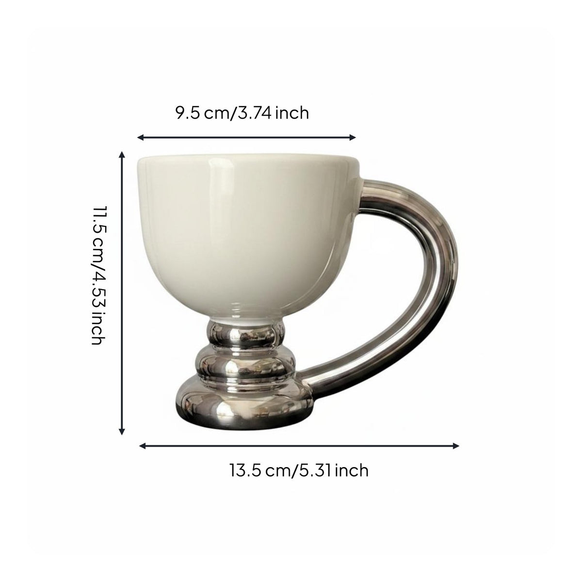 5 Pieces Social Media Design Ceramic Coffee Mug Set Cute Silver Trimmed Mug Elegant Design Designer Cup Set for Women, Tea Time